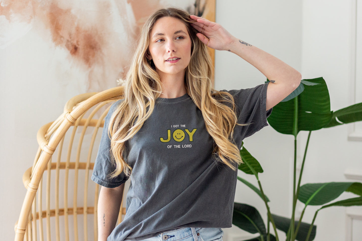 Joy of the lord embroidered t-shirt | Comfort colors