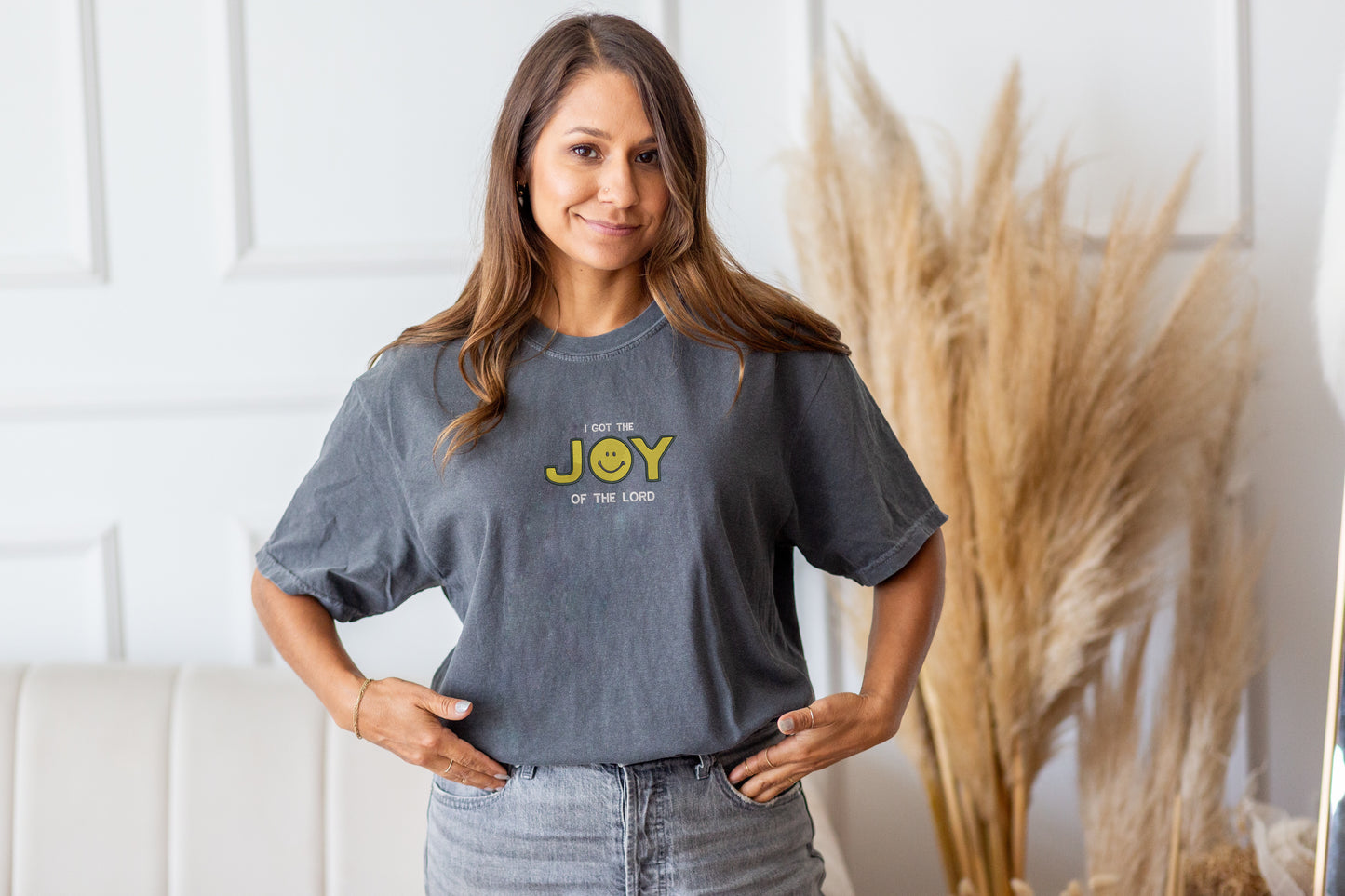 Joy of the lord embroidered t-shirt | Comfort colors