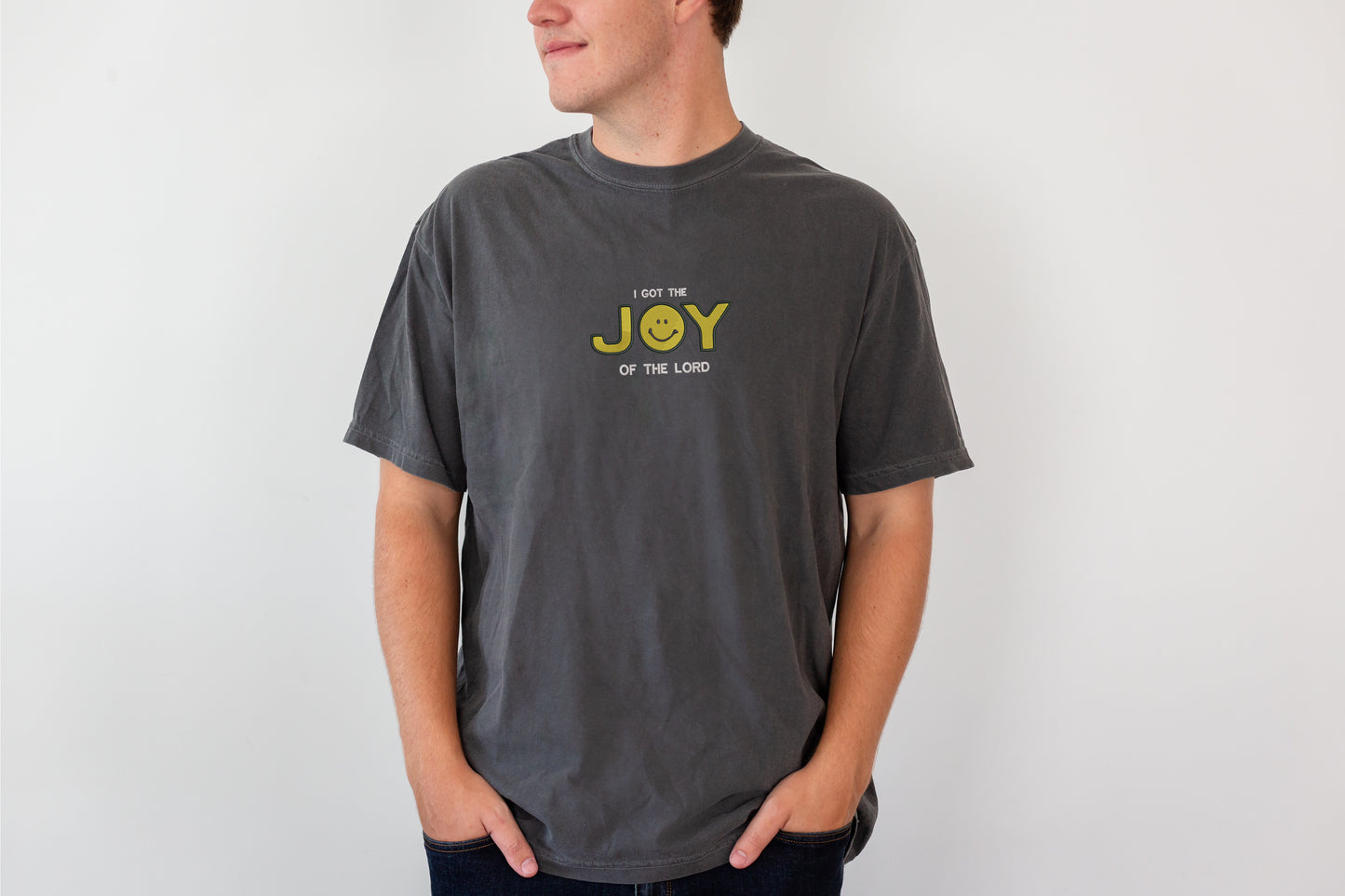 Joy of the lord embroidered t-shirt | Comfort colors