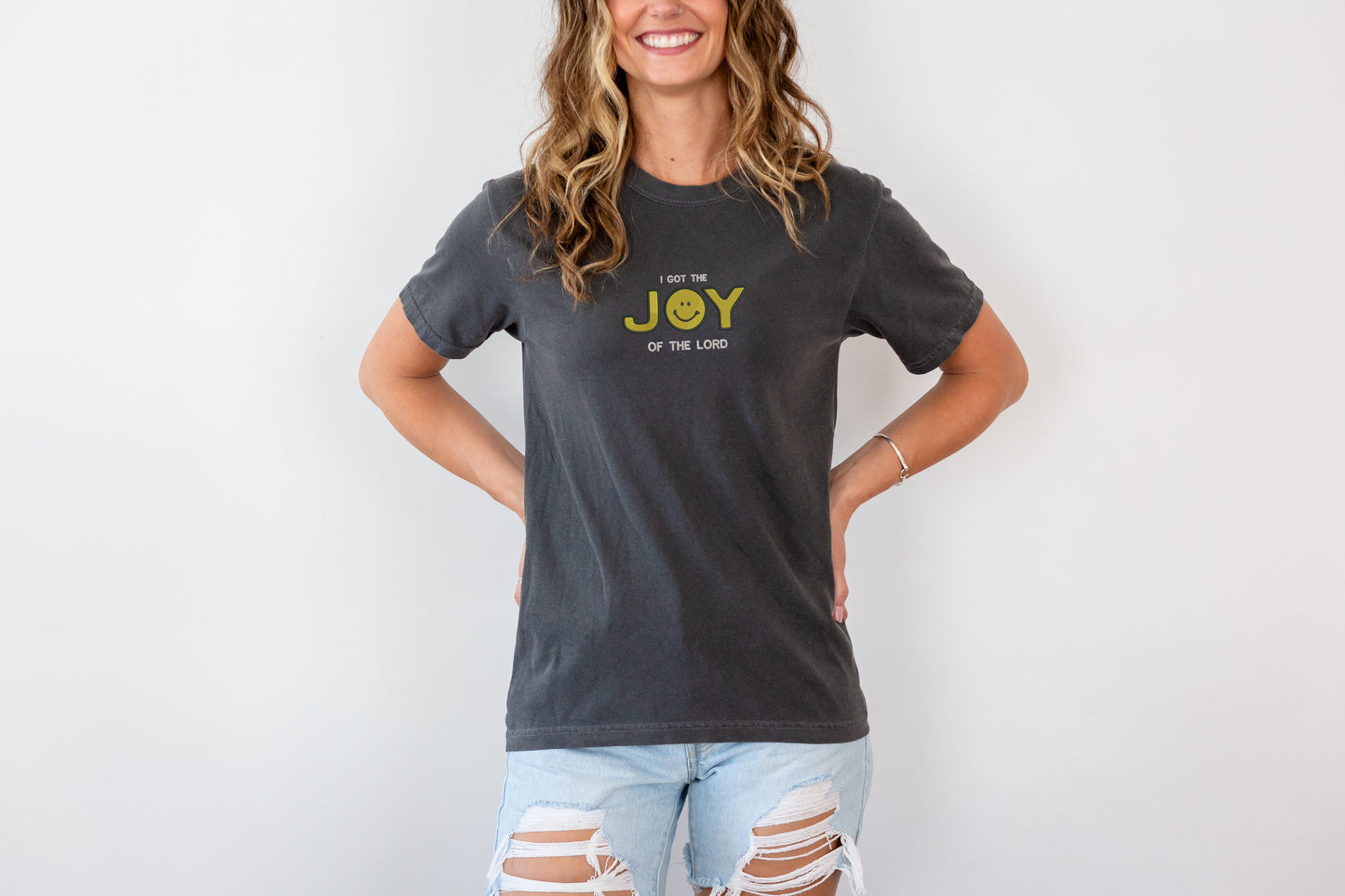 Joy of the lord embroidered t-shirt | Comfort colors