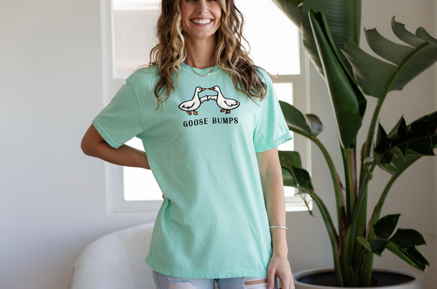 Goose Bumps embroidered t-shirt | Comfort colors